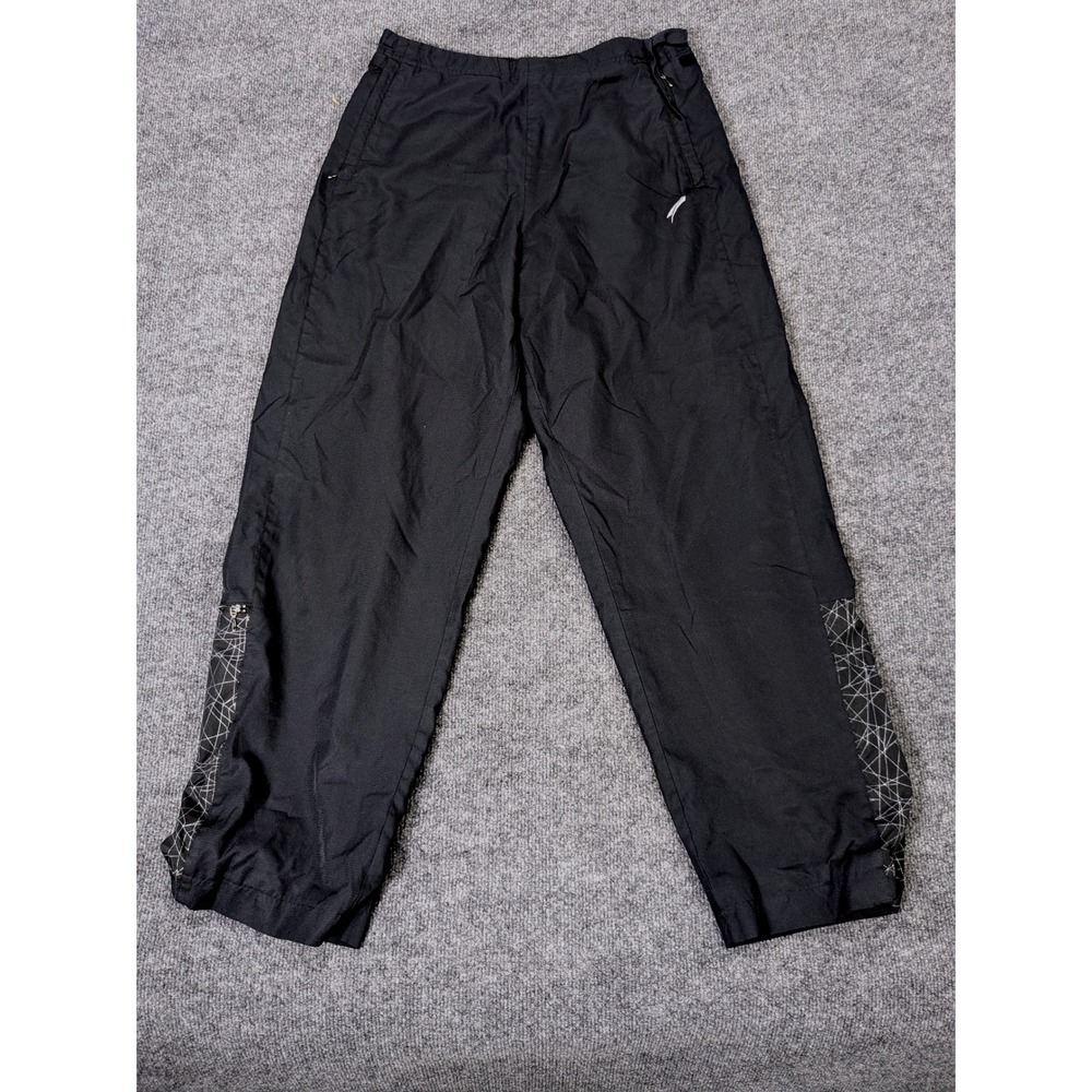 Athletic Works Mens Track Pants Black  Mesh Lined Geometric Grid Large